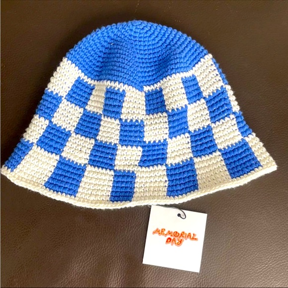 Memorial Day Checkered Crochet Bucket Hat - BNWT - Picture 3 of 7